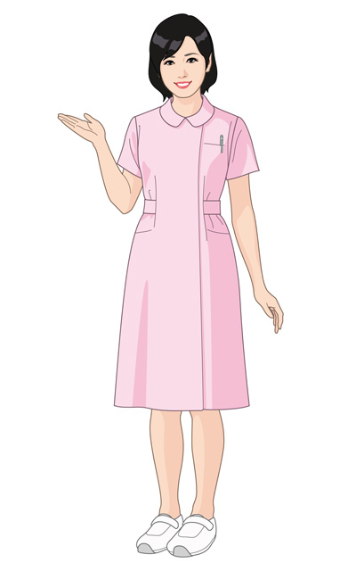 ピンクの看護服を着た女性イラスト